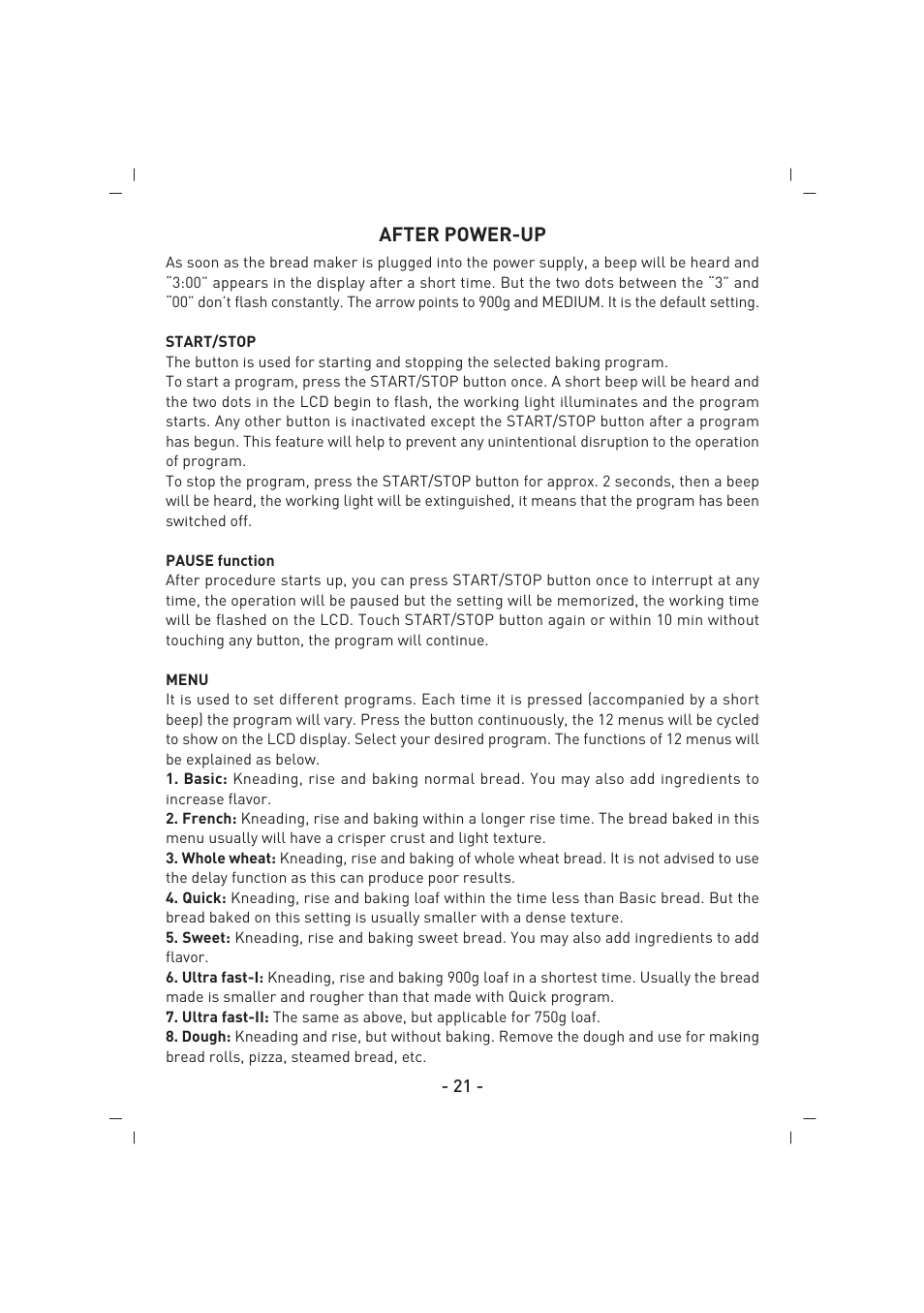 After power-up | SINBO SBM 4711 User Manual | Page 22 / 40