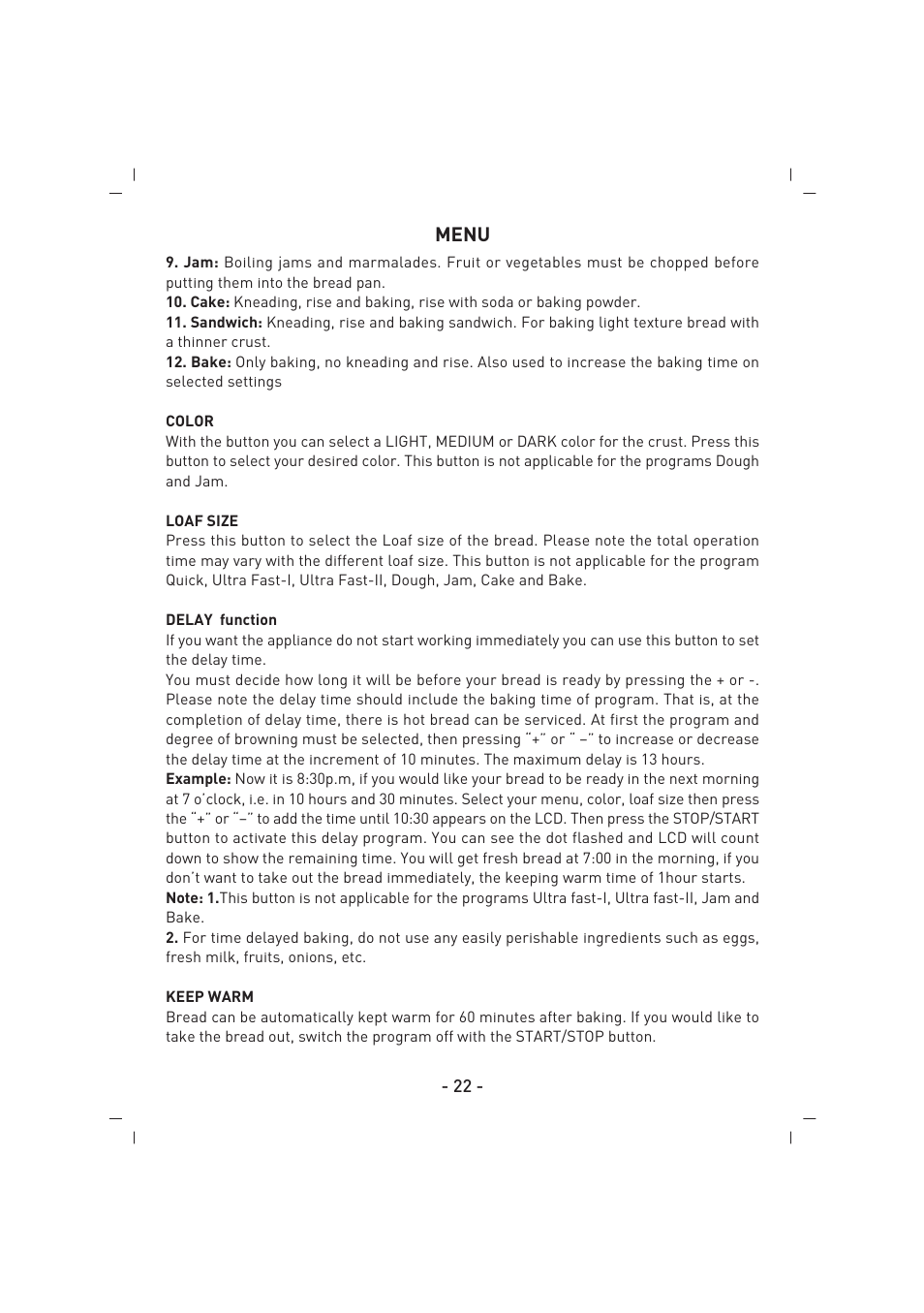 Menu | SINBO SBM 4711 User Manual | Page 23 / 40