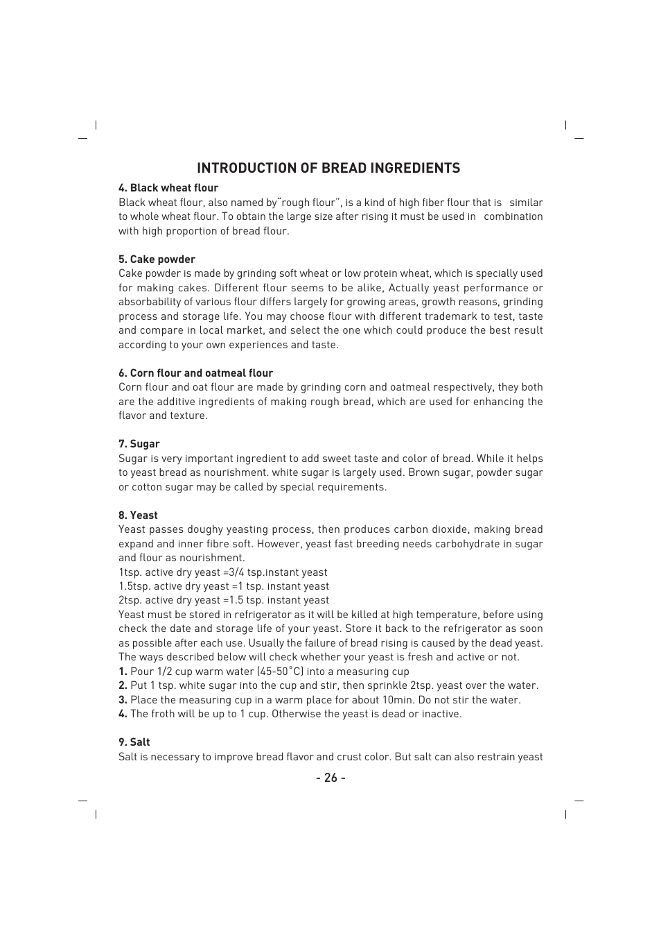 Introduction of bread ingredients | SINBO SBM 4711 User Manual | Page 27 / 40