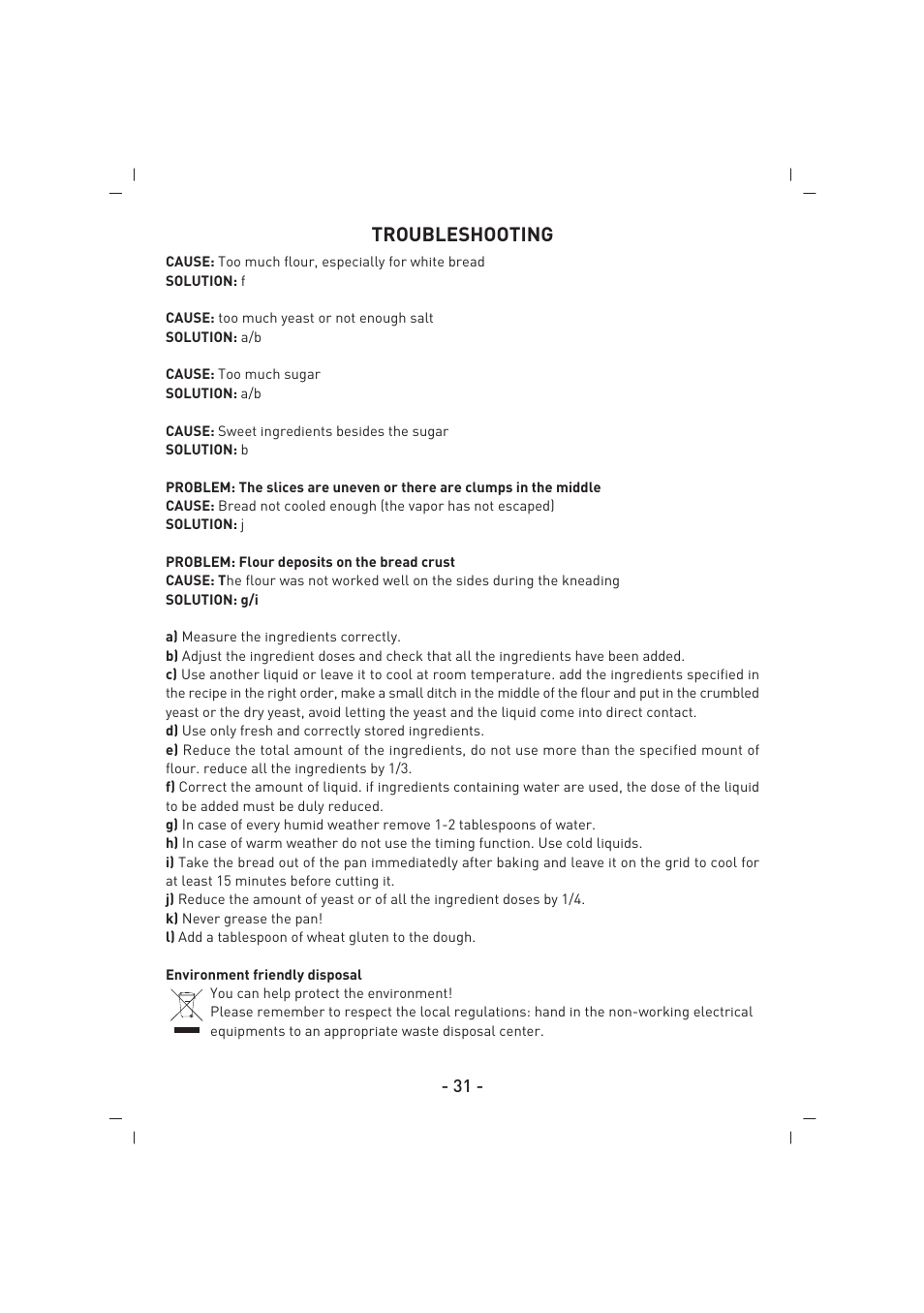 Troubleshooting | SINBO SBM 4711 User Manual | Page 32 / 40