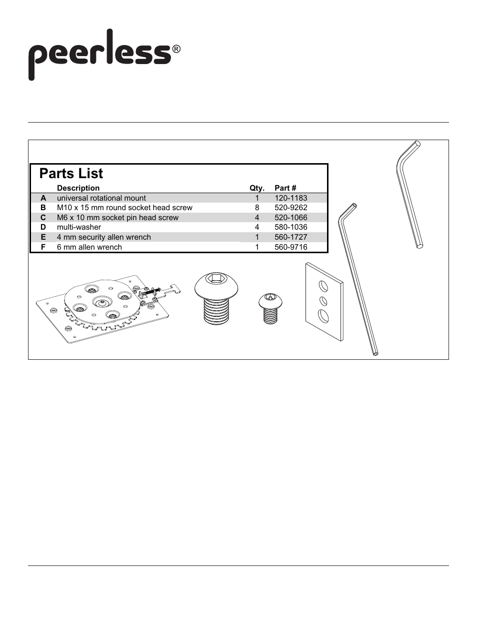 Peerless-AV RMI1 - Installation User Manual | 4 pages