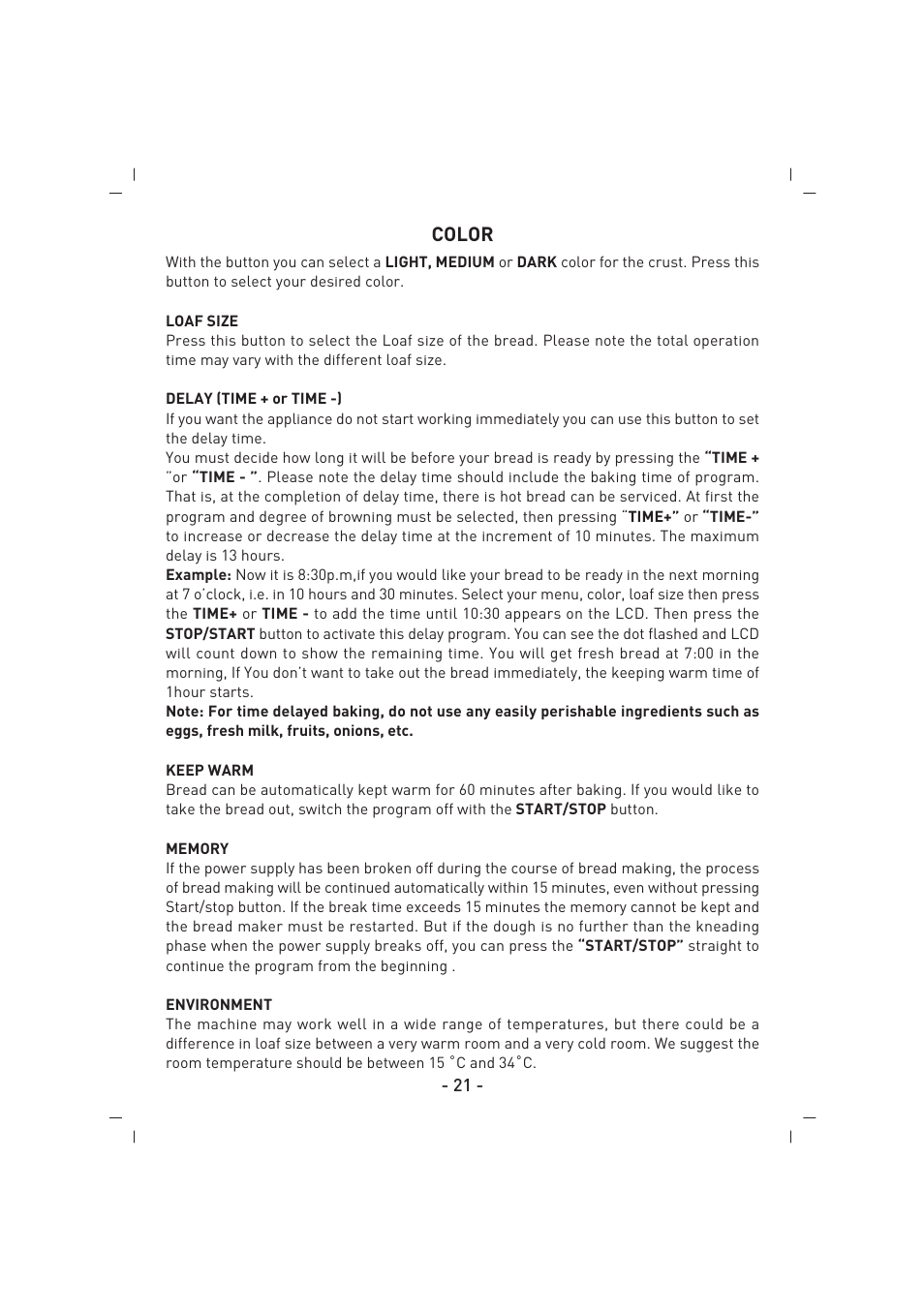 Color | SINBO SBM 4712 User Manual | Page 22 / 52