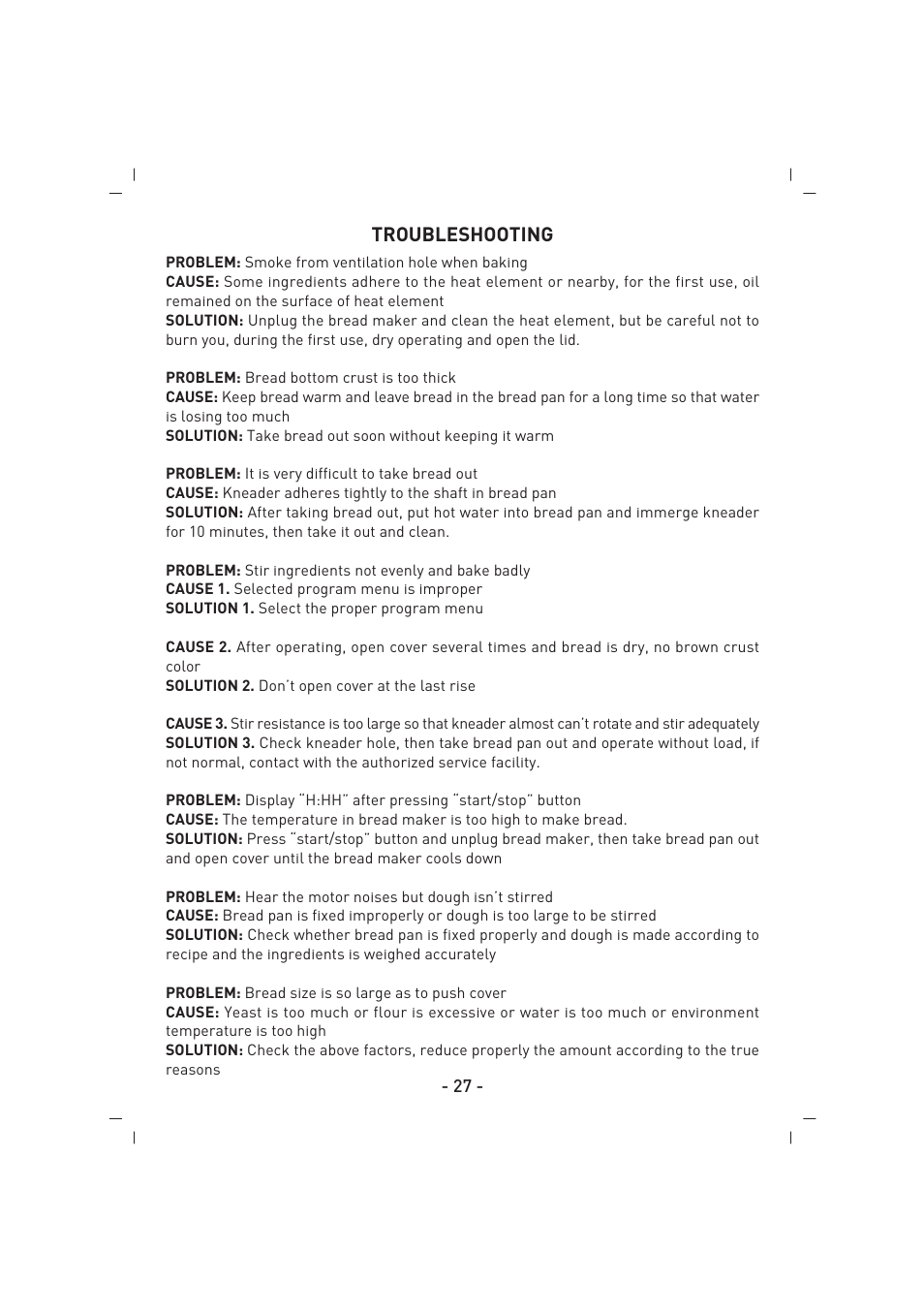 Troubleshooting | SINBO SBM 4712 User Manual | Page 28 / 52