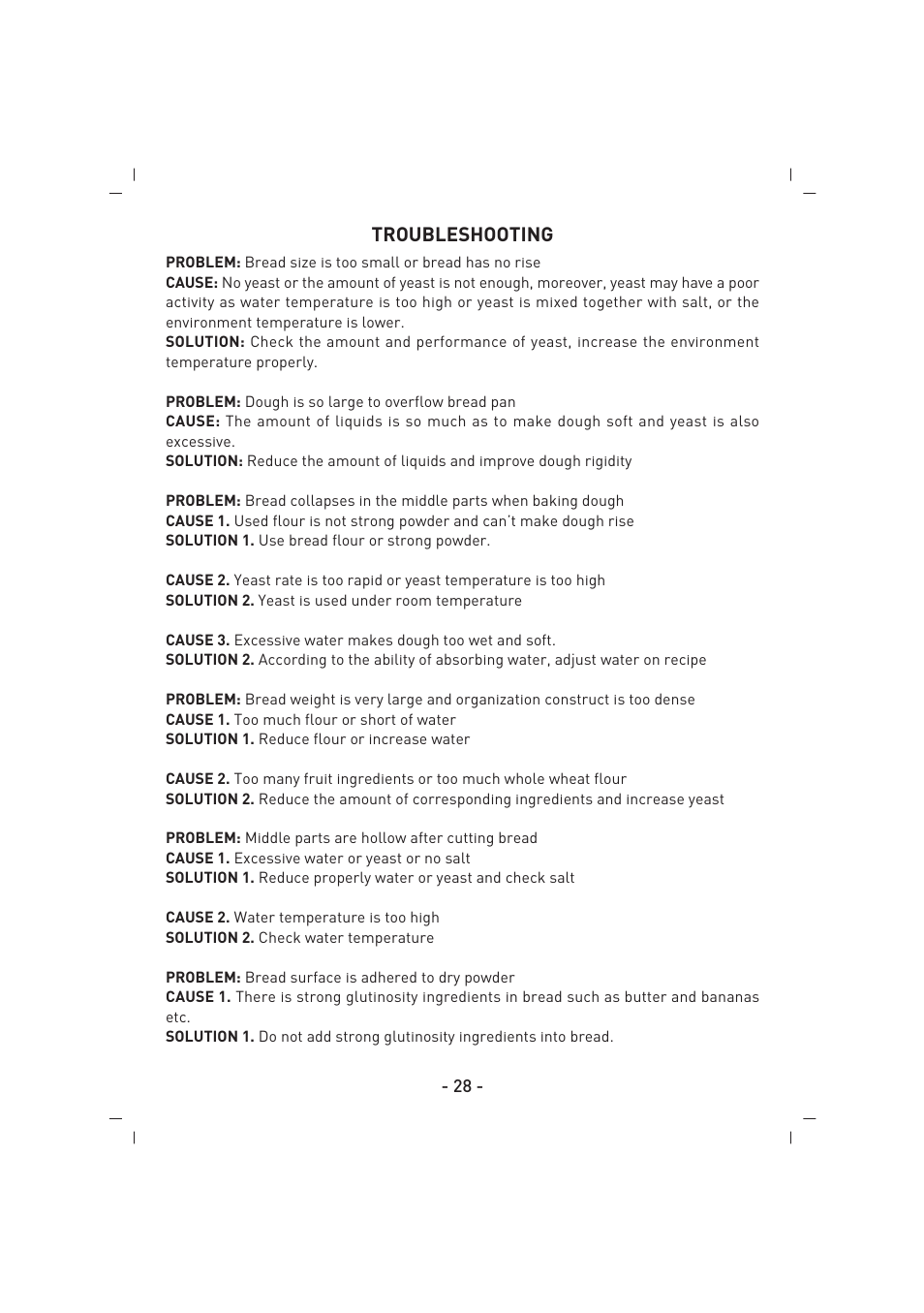 Troubleshooting | SINBO SBM 4712 User Manual | Page 29 / 52