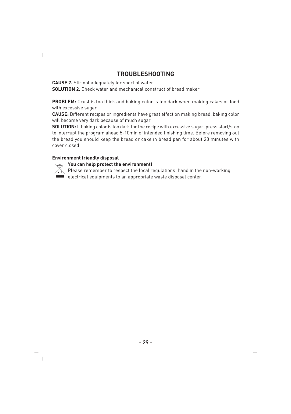Troubleshooting | SINBO SBM 4712 User Manual | Page 30 / 52