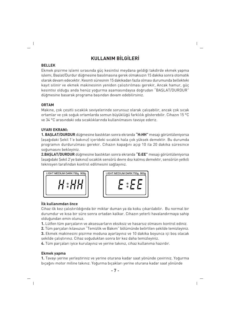 Kullanim b‹lg‹ler | SINBO SBM 4712 User Manual | Page 8 / 52