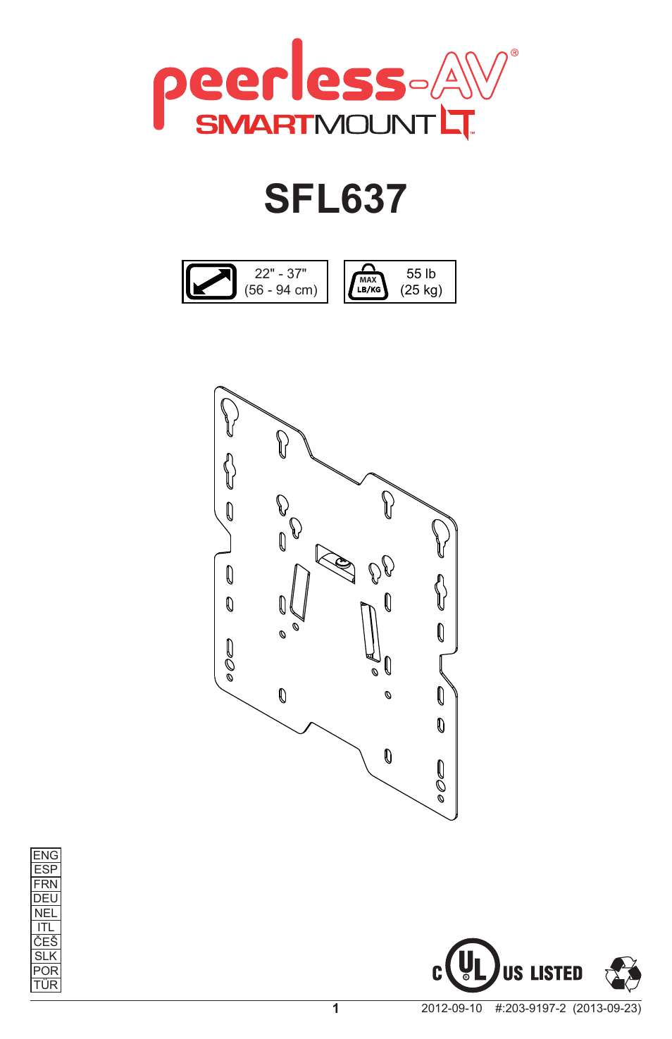 Peerless-AV SFL637 - Installation User Manual | 20 pages