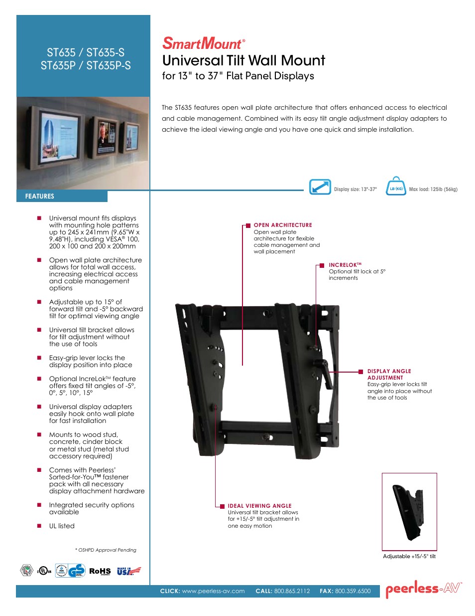 Peerless-AV ST635P  - Sell Sheet User Manual | 2 pages