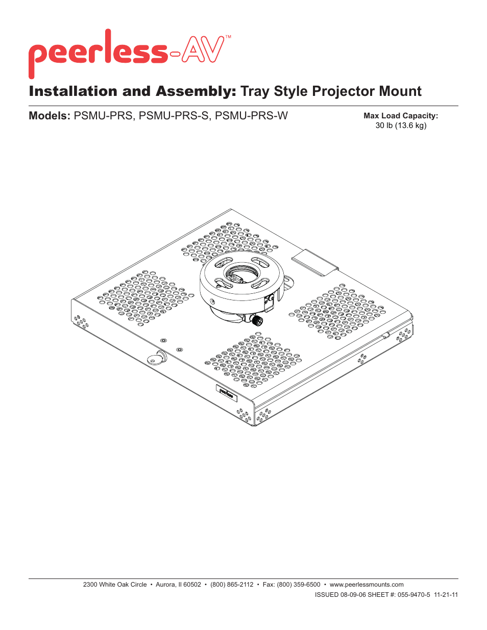 Peerless-AV PSMU-PRS - Installation User Manual | 11 pages