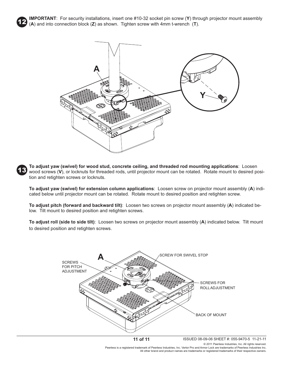 Peerless-AV PSMU-PRS - Installation User Manual | Page 11 / 11