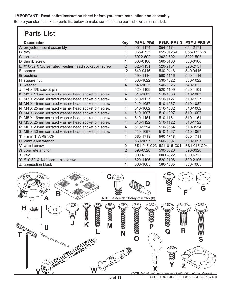 Peerless-AV PSMU-PRS - Installation User Manual | Page 3 / 11