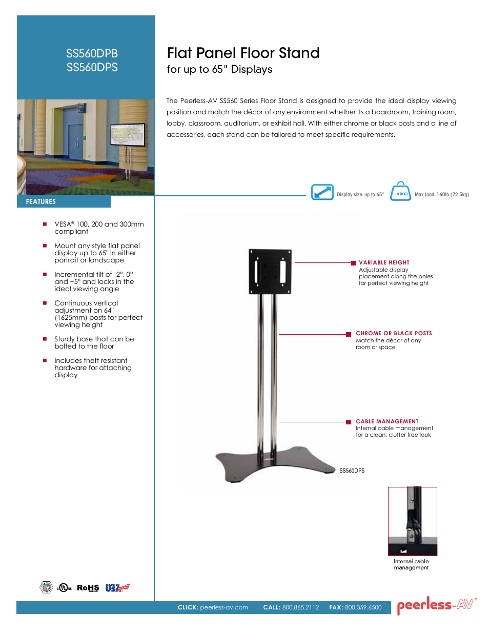 Peerless-AV SS560DPS  - Sell Sheet User Manual | 2 pages