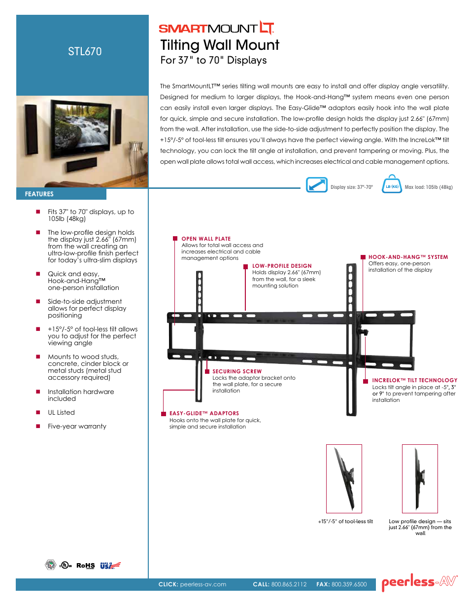 Peerless-AV STL670  - Sell Sheet User Manual | 2 pages