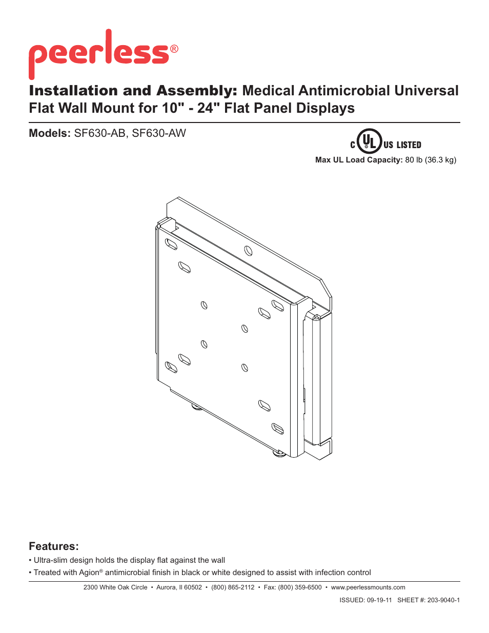 Peerless-AV SF630-AW - Installation User Manual | 26 pages