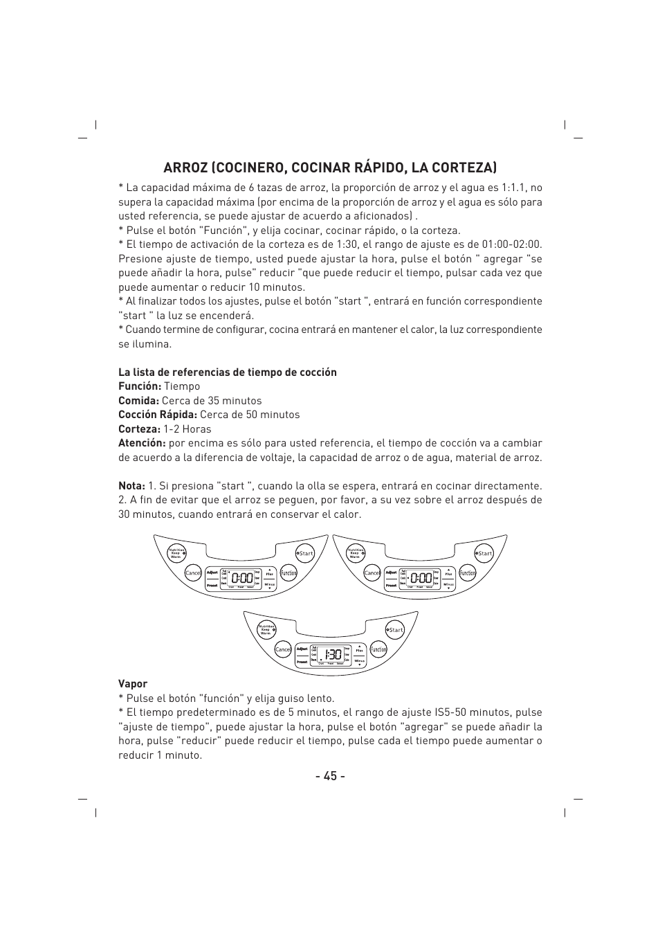 Arroz (cocinero, cocinar rápido, la corteza) | SINBO SCO 5032 User Manual | Page 46 / 82