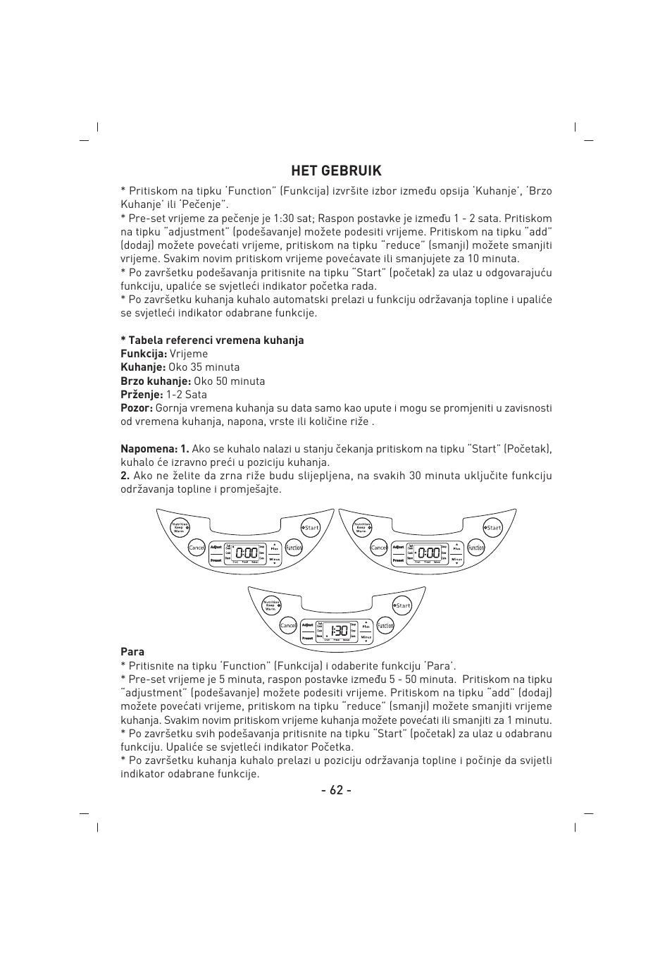 Het gebruik | SINBO SCO 5032 User Manual | Page 63 / 82