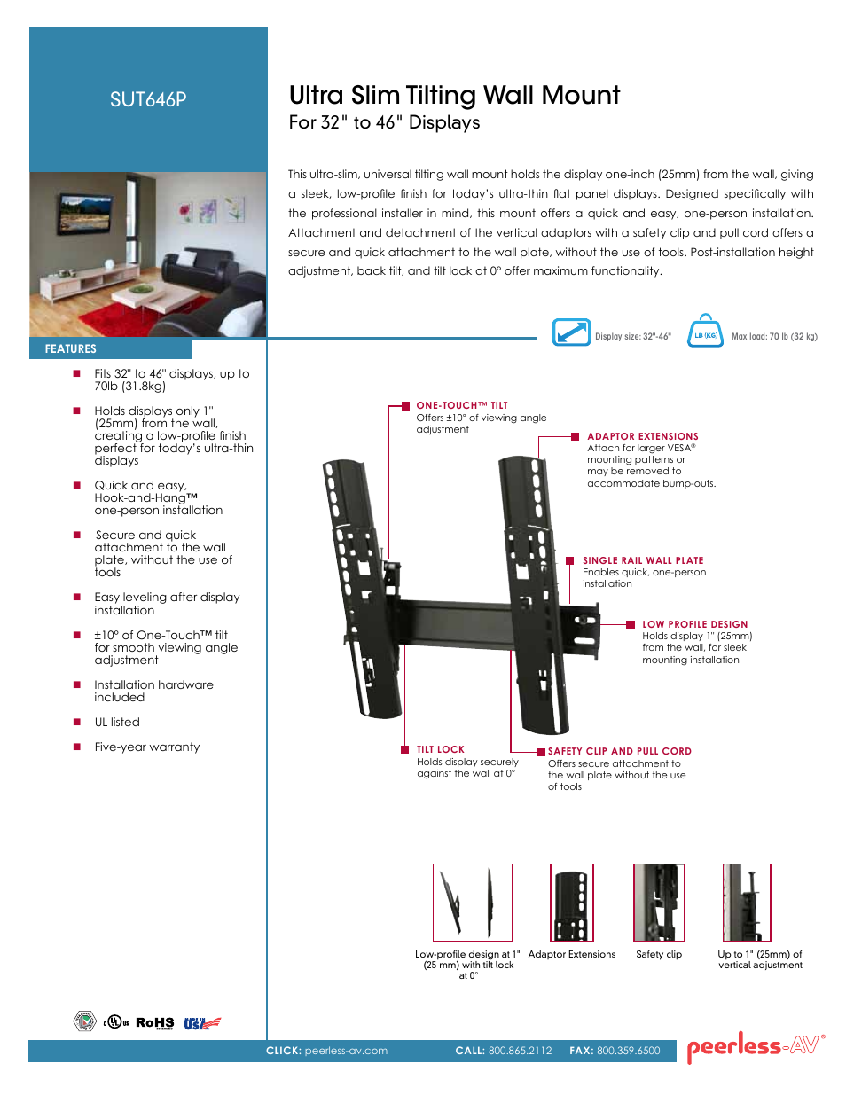 Peerless-AV SUT646P  - Sell Sheet User Manual | 2 pages