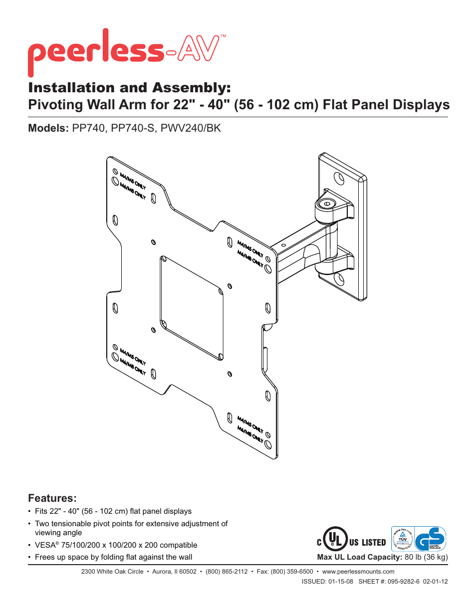 Peerless-AV PP740 - Installation User Manual | 46 pages