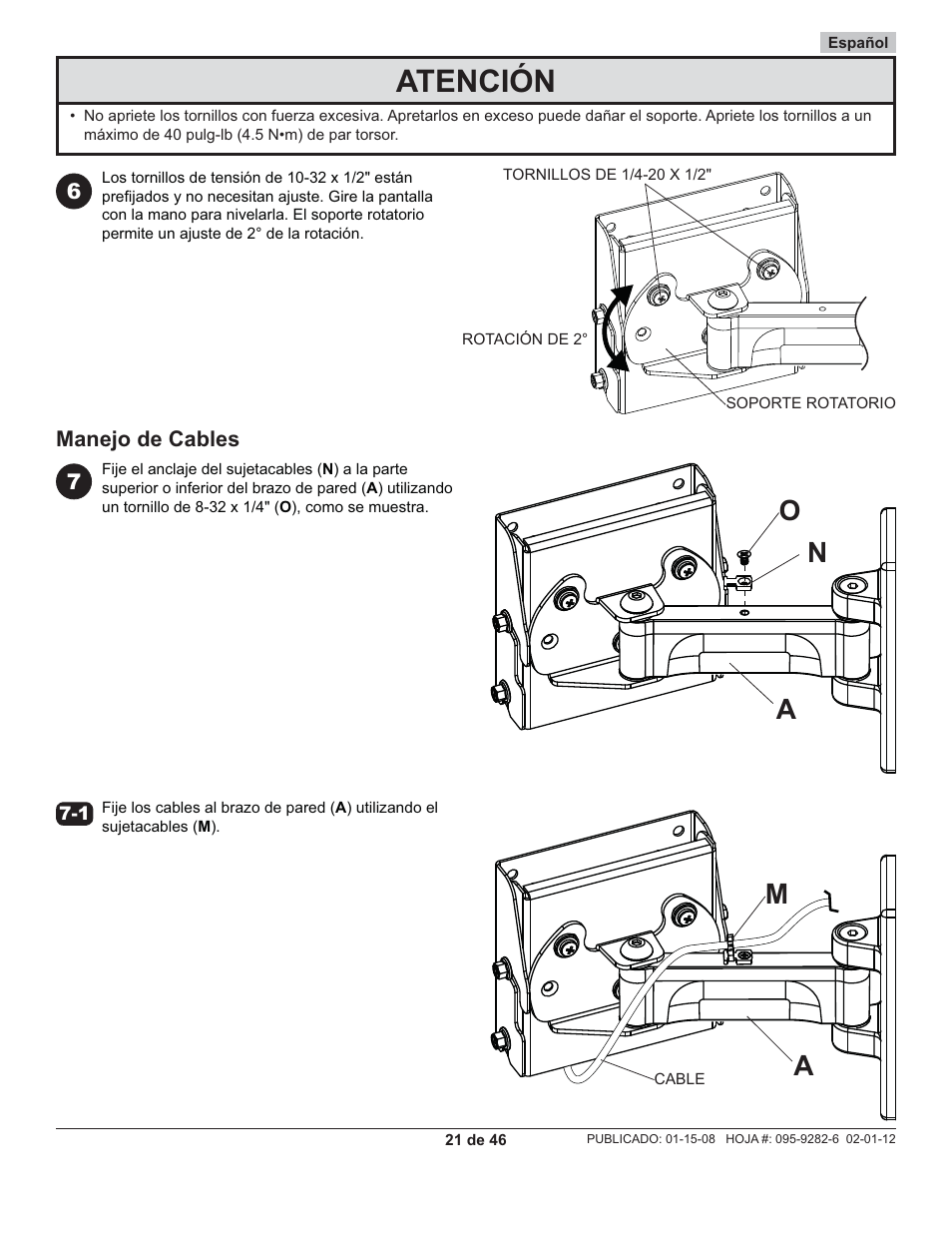 Atención, Om n a a | Peerless-AV PP740 - Installation User Manual | Page 21 / 46
