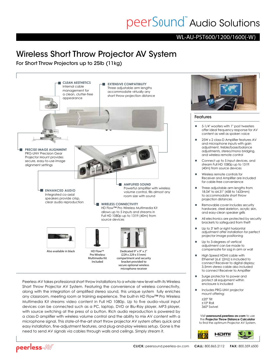 Peerless-AV WL-AU-PST600  - Sell Sheet User Manual | 2 pages