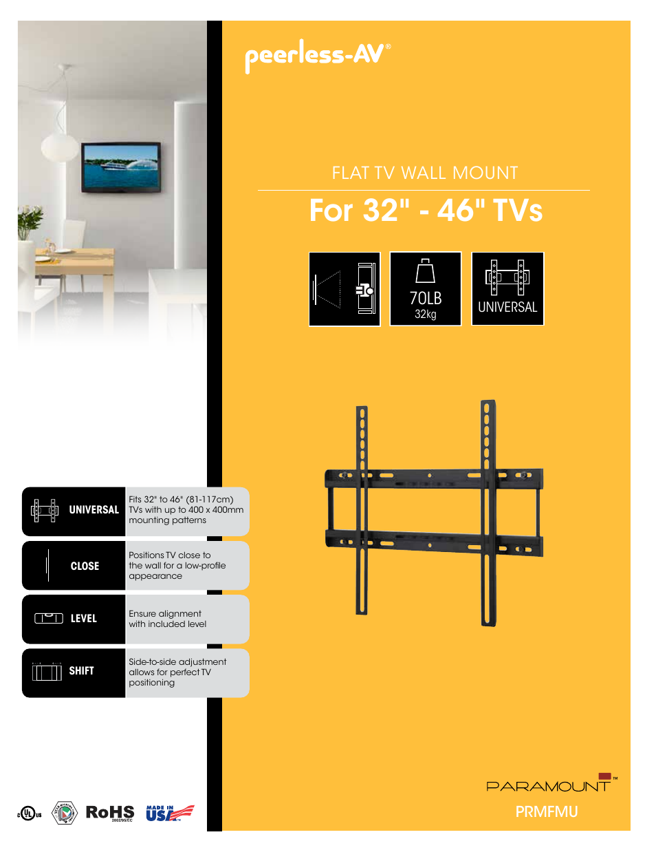 Peerless-AV PRMFMU  - Sell Sheet User Manual | 2 pages
