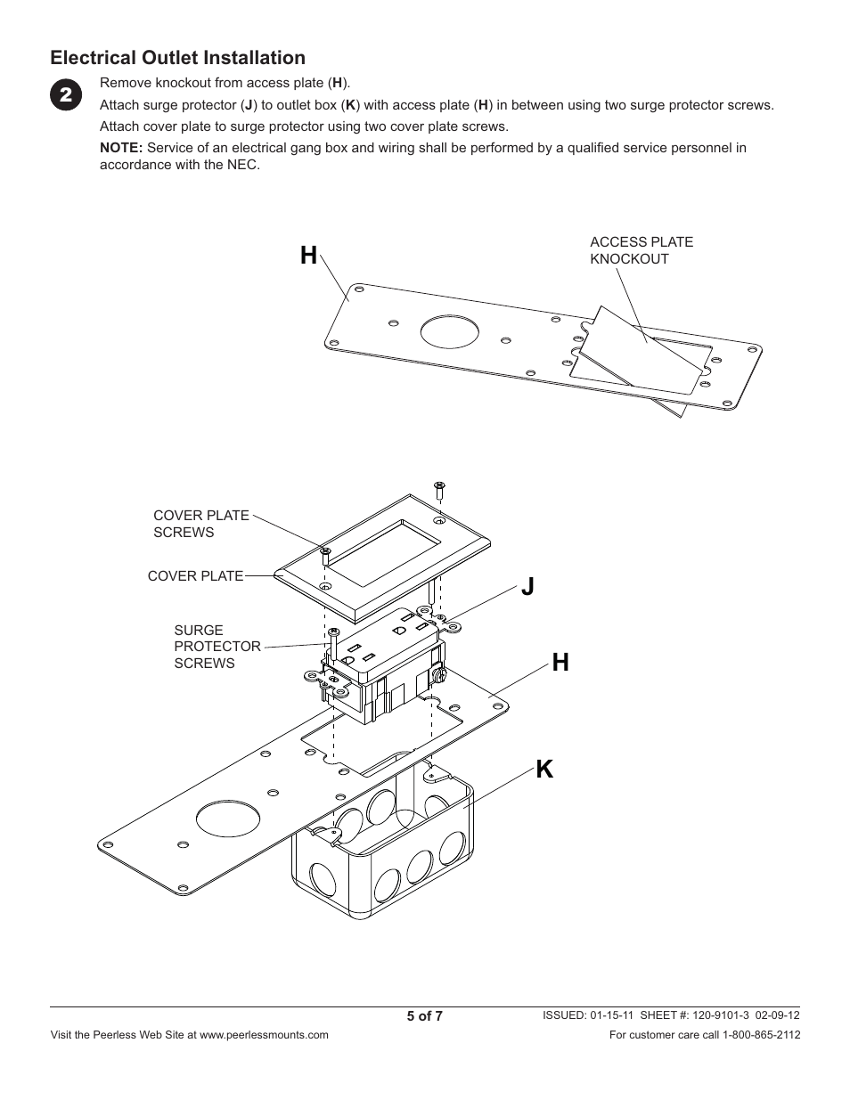 Hj k h | Peerless-AV IBA3AC-W - Installation User Manual | Page 5 / 7