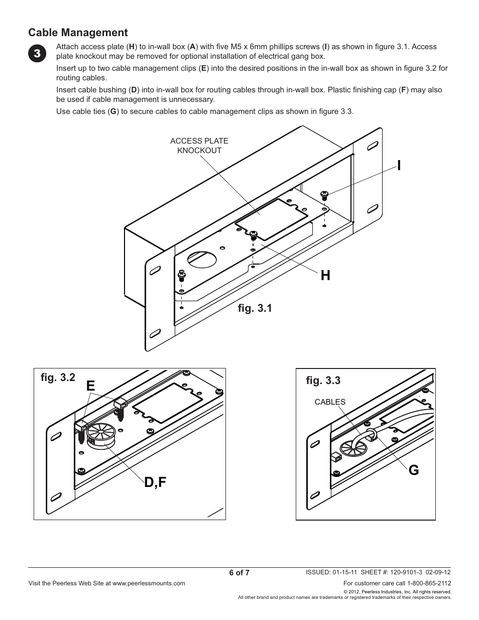 Eh i d,f g | Peerless-AV IBA3AC-W - Installation User Manual | Page 6 / 7