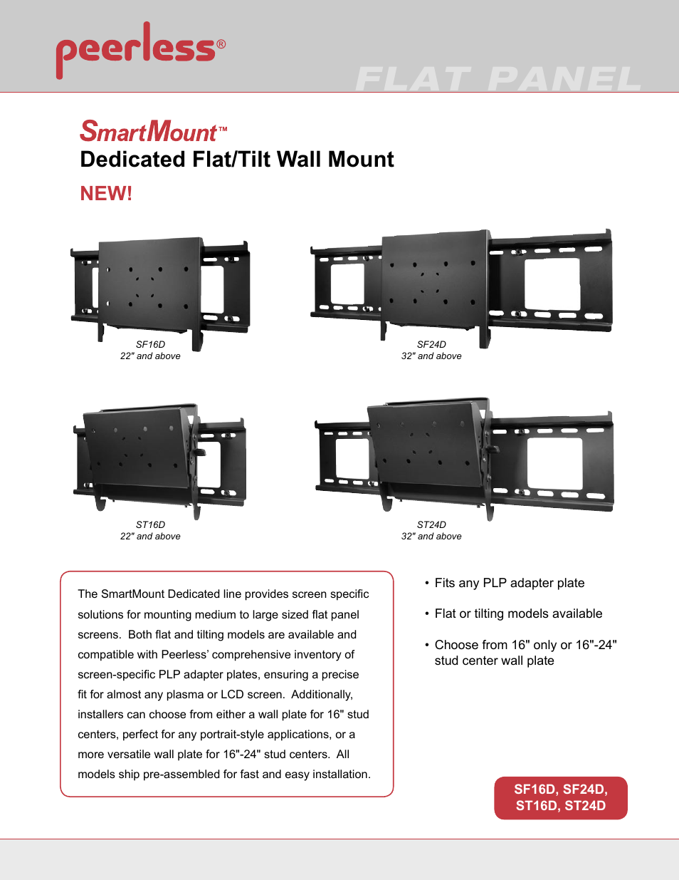 Peerless-AV ST24D  - Sell Sheet User Manual | 2 pages