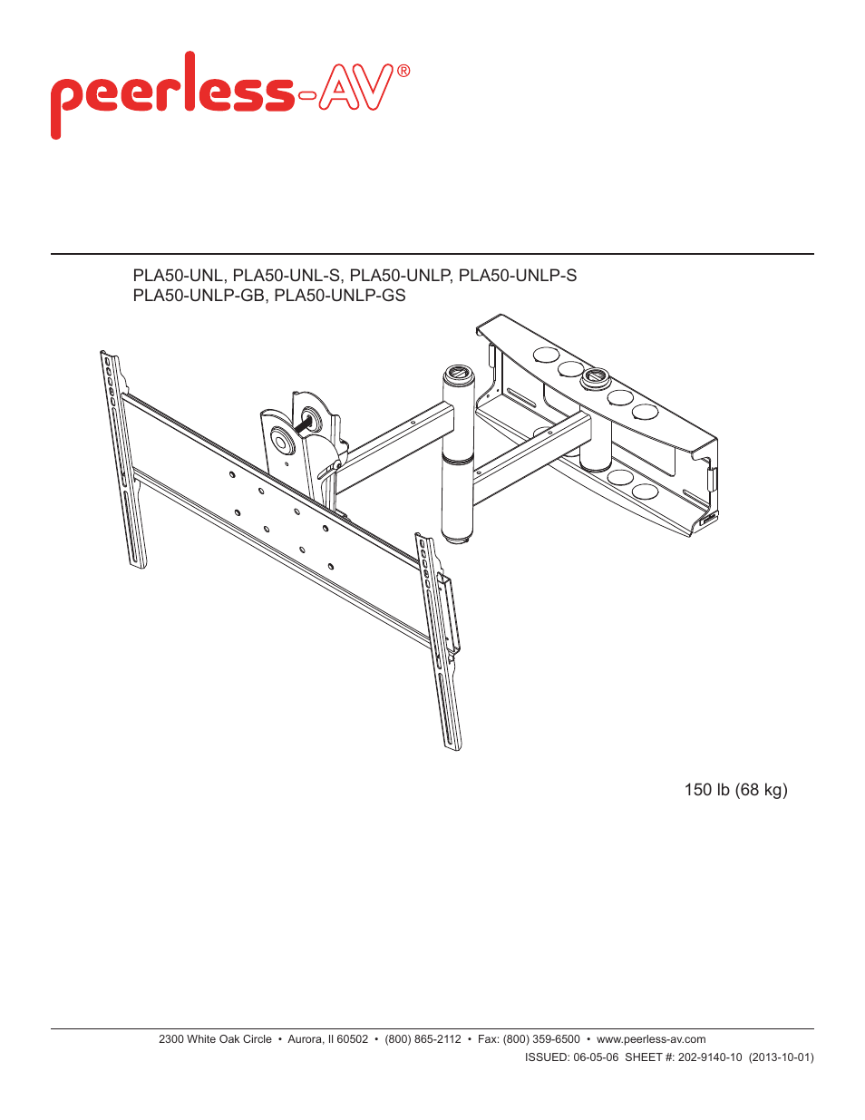 Peerless-AV PLA50-UNLP-GB - Installation User Manual | 41 pages