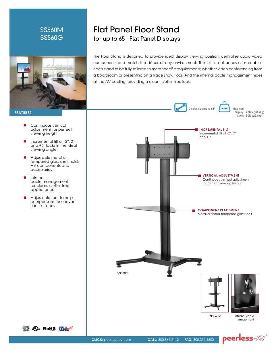 Peerless-AV SS560M  - Sell Sheet User Manual | 2 pages