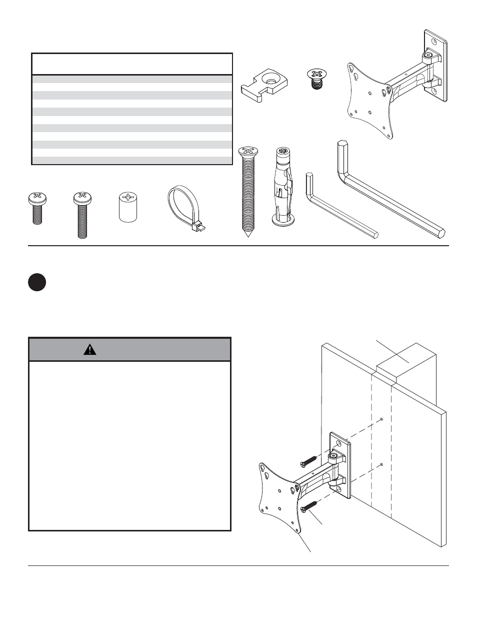 Warning, Caa b g a, Ei installation to wood stud wall | Peerless-AV PP730 - Installation User Manual | Page 3 / 20
