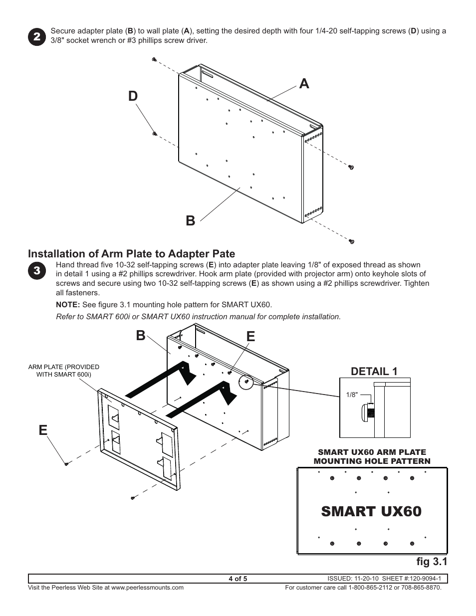 Ab d e b, Esmart ux60 | Peerless-AV ACC630 - Installation User Manual | Page 4 / 5