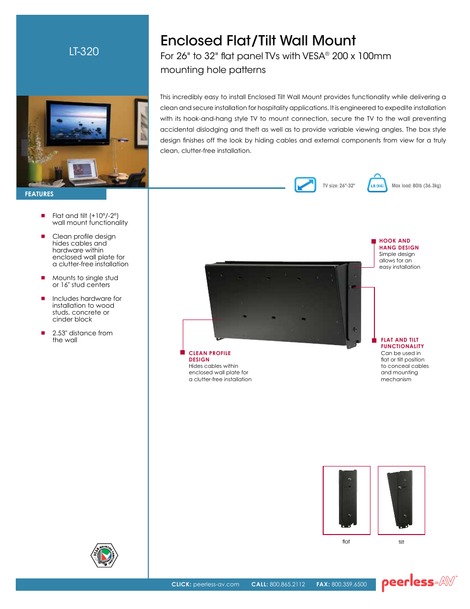 Peerless-AV LT-320  - Sell Sheet User Manual | 2 pages