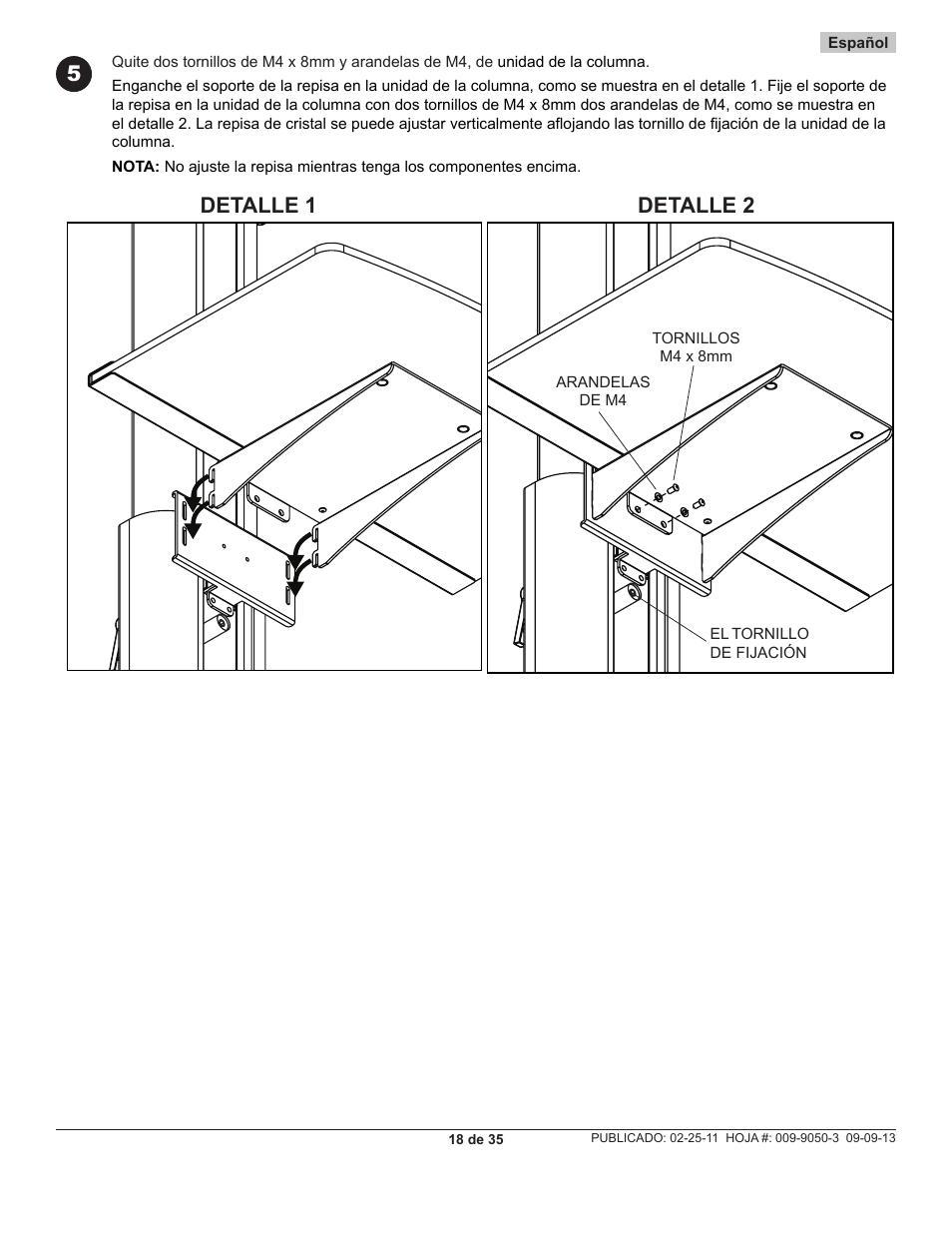 Detalle 1 detalle 2 5 | Peerless-AV SC551GL - Installation User Manual | Page 18 / 35