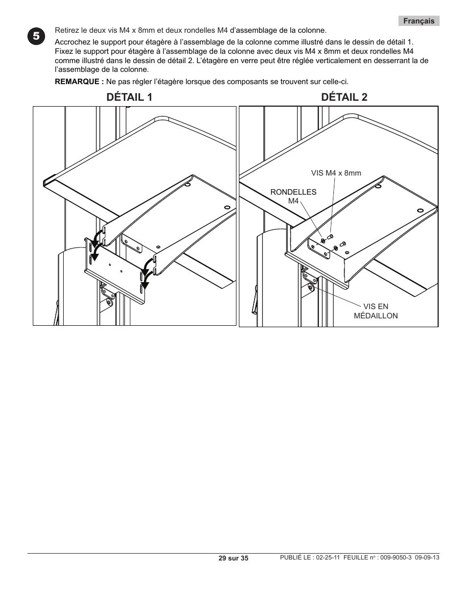 Détail 1 détail 2 5 | Peerless-AV SC551GL - Installation User Manual | Page 29 / 35
