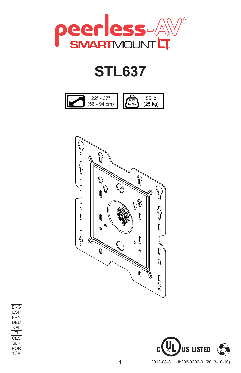 Peerless-AV STL637 - Installation User Manual | 20 pages