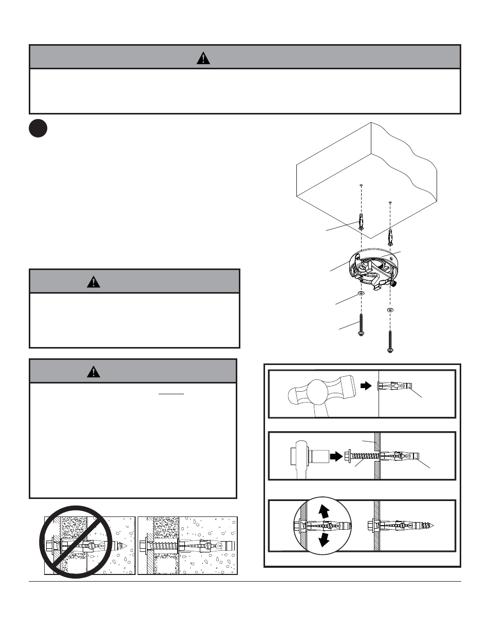 Warning, Gf e a, Ag f | Installation to concrete ceilings | Peerless-AV PRS-1S - Installation User Manual | Page 6 / 13