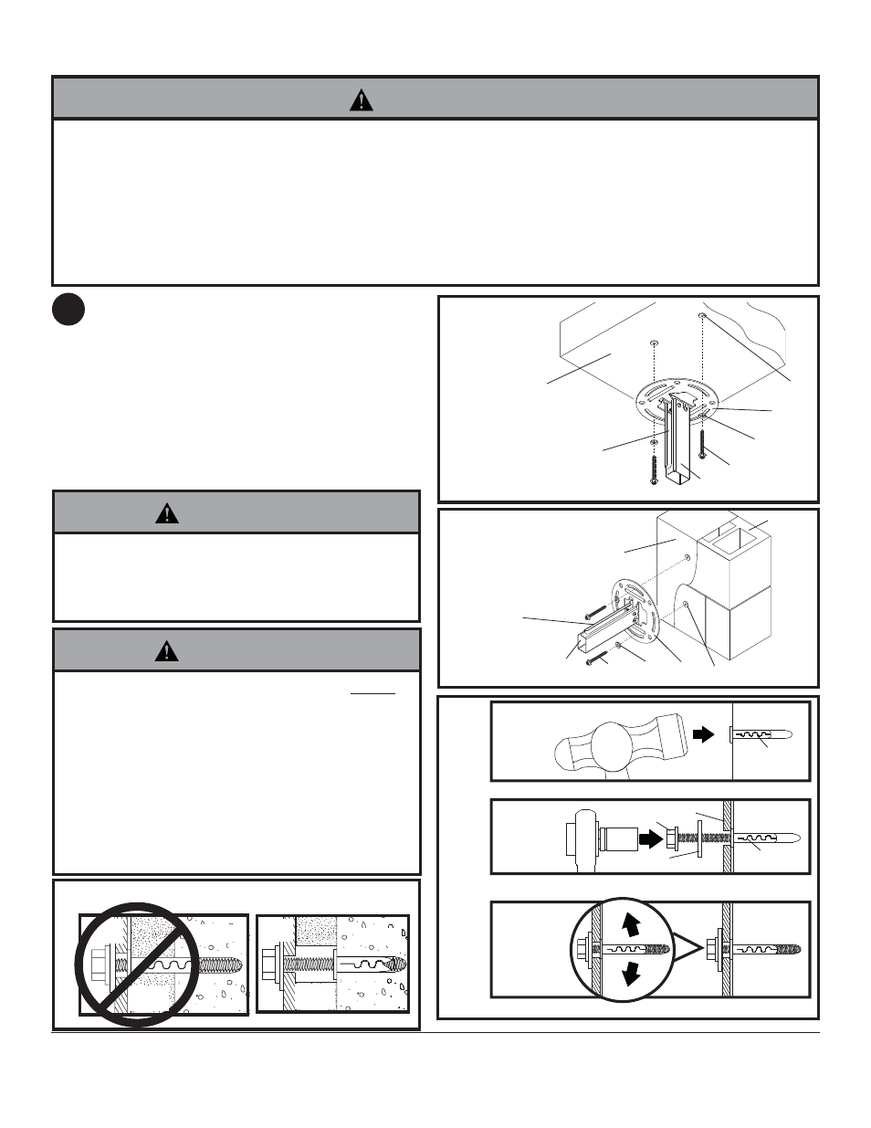 Warning, Aj h | Peerless-AV EXC-W - Installation User Manual | Page 6 / 11