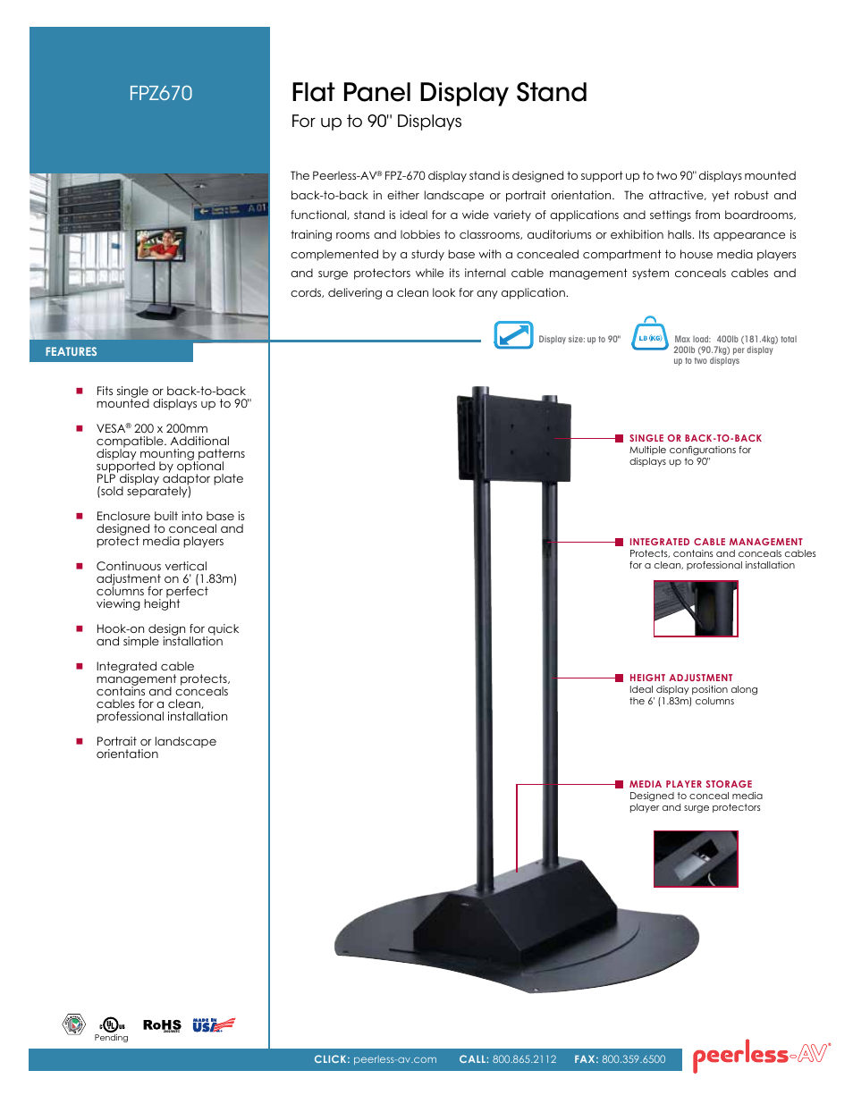 Peerless-AV FPZ-670  - Sell Sheet User Manual | 2 pages