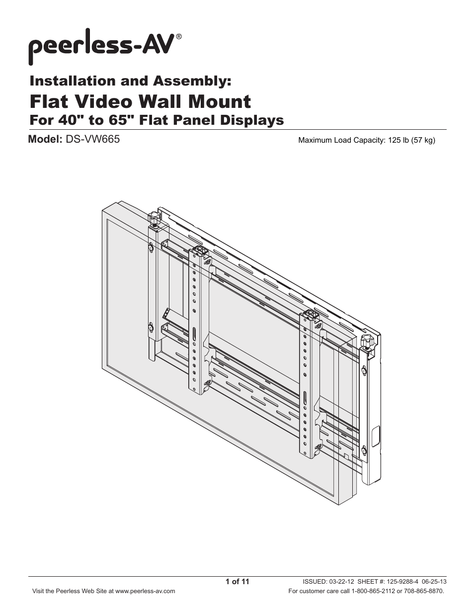 Peerless-AV DS-VW665 - Installation User Manual | 11 pages