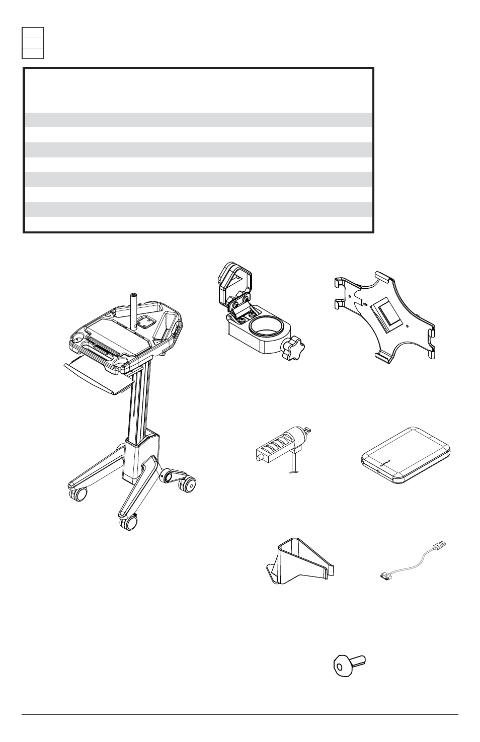 Parts list, C (1), B (1) | A (1) | Peerless-AV HCC201 - Installation User Manual | Page 5 / 16