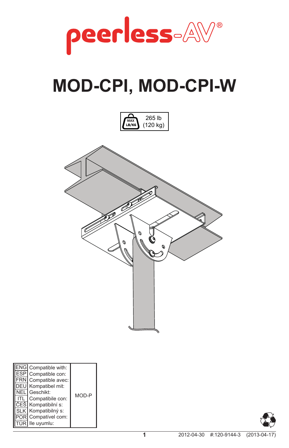 Peerless-AV MOD-CPI - Installation User Manual | 12 pages