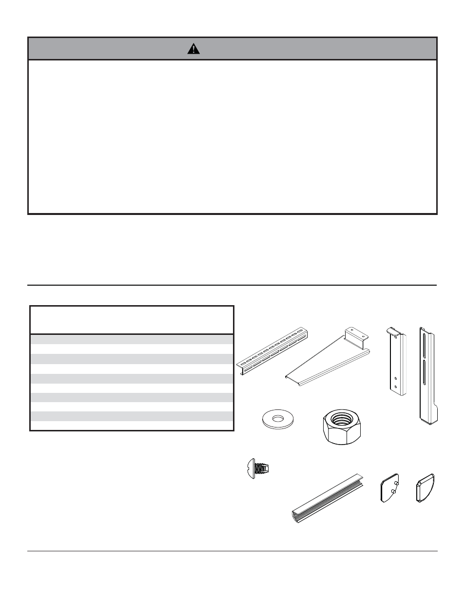 Warning, Parts list j, Tools needed for assembly | Peerless-AV ACC953 - Installation User Manual | Page 2 / 14