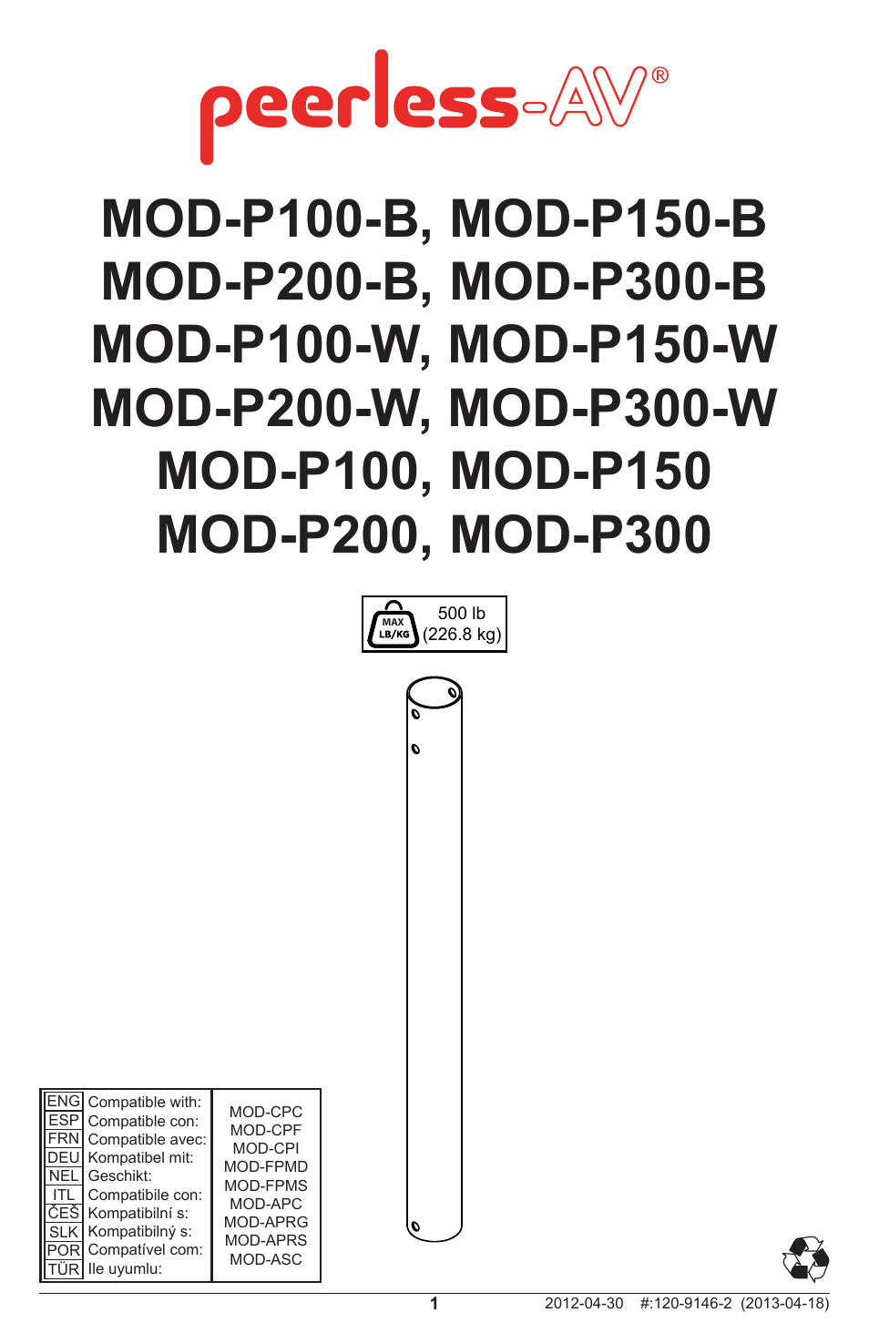 Peerless-AV MOD-P300-B - Installation User Manual | 12 pages