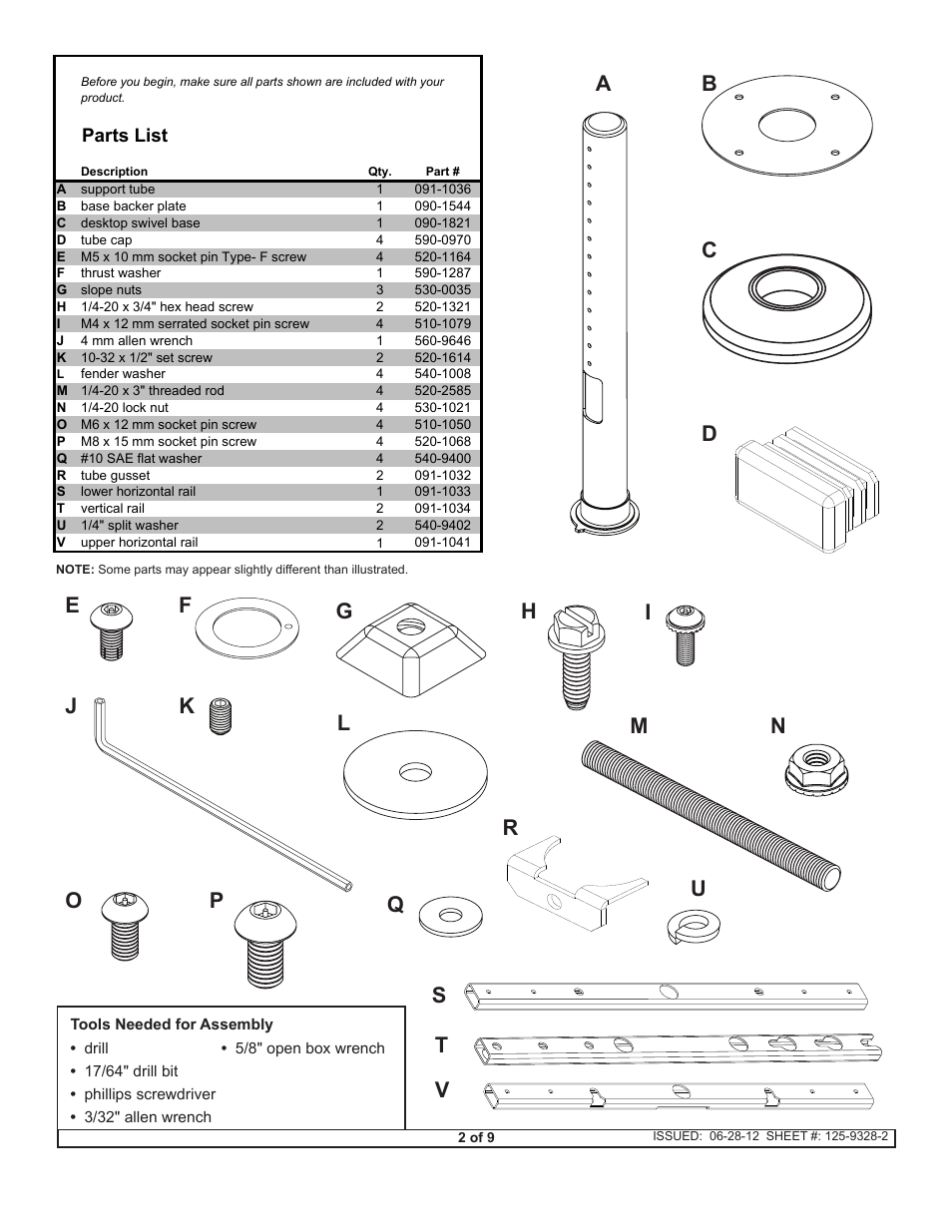Ab c d f | Peerless-AV HP455 - Installation User Manual | Page 2 / 9