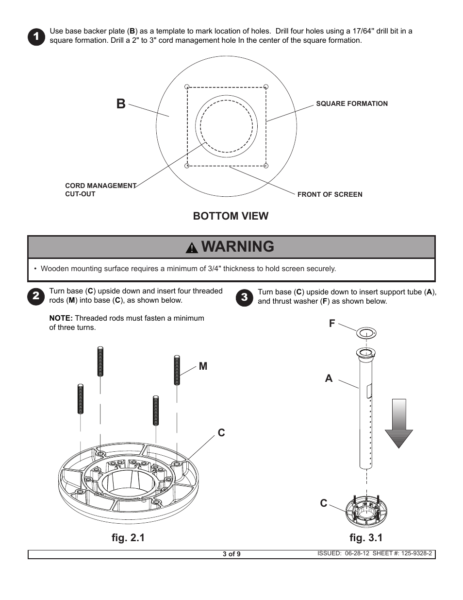 Warning | Peerless-AV HP455 - Installation User Manual | Page 3 / 9