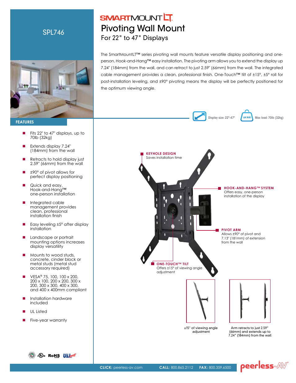 Peerless-AV SPL746  - Sell Sheet User Manual | 2 pages