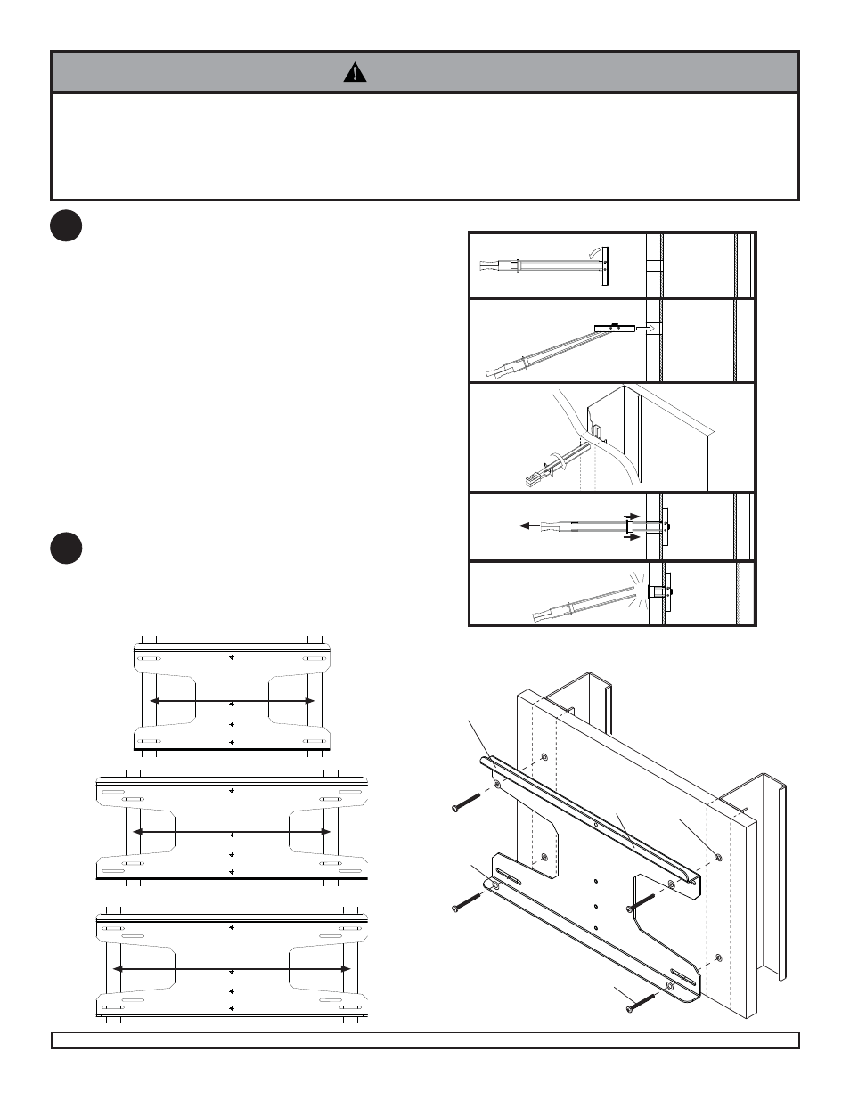 Warning, Ad e f | Peerless-AV WSP701 - Installation User Manual | Page 2 / 9