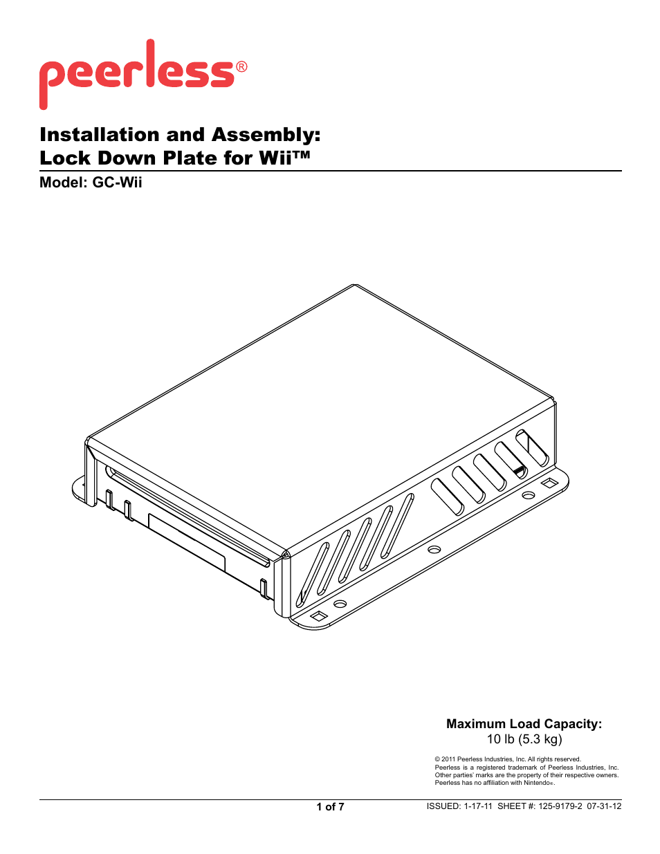 Peerless-AV GC-WII - Installation User Manual | 7 pages