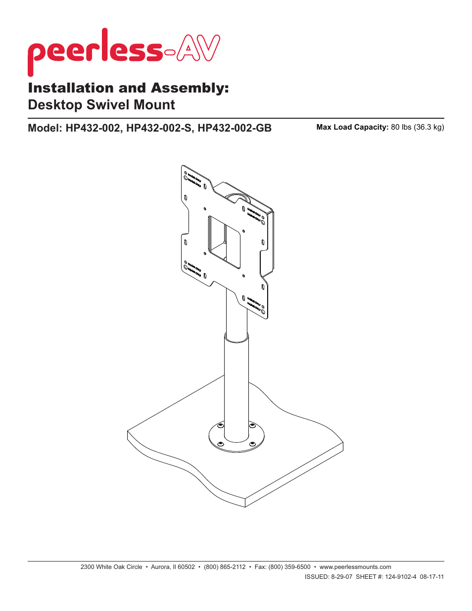 Peerless-AV HP432-002-S - Installation User Manual | 5 pages